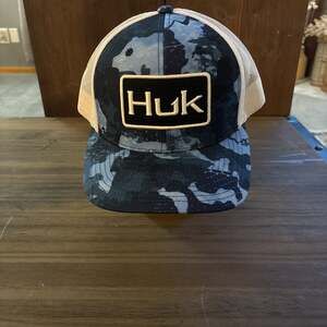 HUK Navy Blue White Mesh Back Trucker Hat Cap